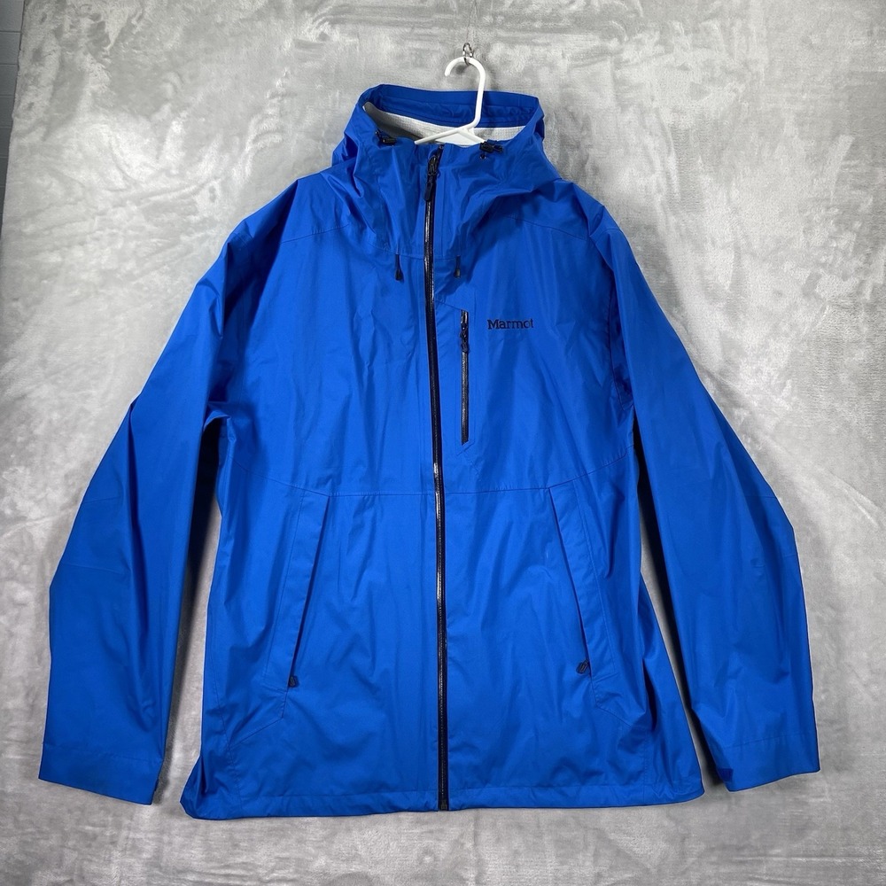 Marmot Rain Jacket Mens XXL Full Zip Magus Hooded Shell Waterproof Outdoor Blue